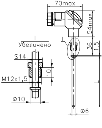 Термопреобразователь сопротивления технический платиновый ТЕРМИКО ТПТ-15-2 Термометры